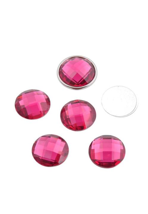 Donkerroze plaksteen (cabochon) van 8 mm rond (12 stuks), Hobby en Vrije tijd, Kralen en Sieraden maken, Nieuw, Kraal, Verzenden
