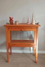 Strak houten vintage theekastje met geslepen ster, Huis en Inrichting, Kasten | Vitrinekasten, Glas, Zo goed als nieuw, Onbekend