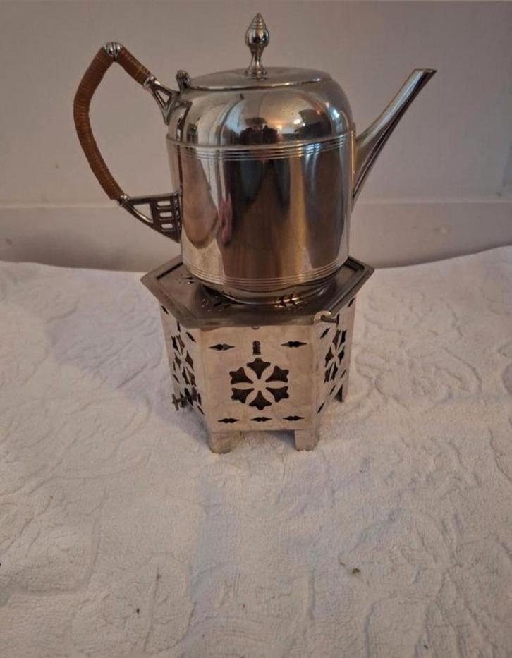 Art Deco Theepot met Warmhouder RIO Tiel, Antiek en Kunst, Antiek | Tin, Ophalen