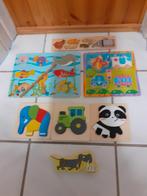 6 houten puzzels en 1 houten puzzel vissen spel, Ophalen of Verzenden, Minder dan 10 stukjes, Zo goed als nieuw