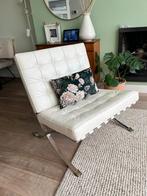 Barcelona Chair Wit Ecru – Design Stoel, Huis en Inrichting, Fauteuils, Ophalen, Zo goed als nieuw, Leer