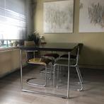 Gispen eettafel GS1296 zwart, chroom, mahonie, Ophalen, 200 cm of meer, 50 tot 100 cm, Zo goed als nieuw