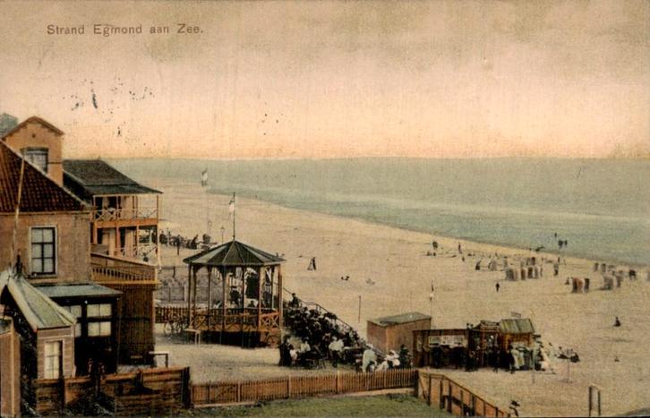 Egmond aaan Zee - Strand, Verzamelen, Ansichtkaarten | Nederland, Gelopen, Noord-Holland, Voor 1920, Ophalen of Verzenden
