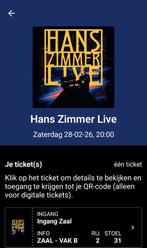 Hans Zimmer Live next level VIP ticket 1x rij 2 ziggo dome, Tickets en Kaartjes, Eén persoon