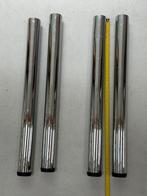4 ronde chromen tafelpoten met bevestiging op blad, Tafelpoot, Gebruikt, 50 tot 100 cm, Rond