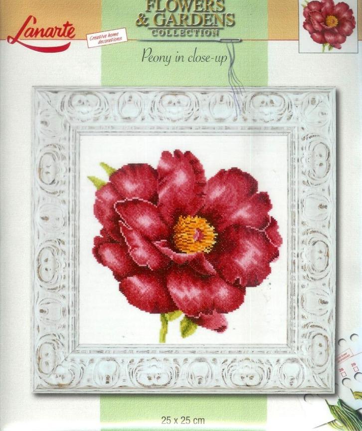 Cado lanarte borduurpakket, peony in close-up 34898, Hobby en Vrije tijd, Borduren en Borduurmachines, Nieuw, Borduurpakket, Handborduren