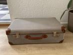 Mooie vintage koffer met metalen hoeken en leren banden, Antiek en Kunst, Ophalen of Verzenden
