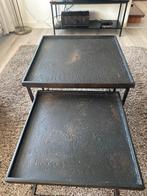 Set van 2 Salontafels Vierkant Metaal, Huis en Inrichting, Tafels | Salontafels, Gebruikt, Vierkant, Metaal, Minder dan 50 cm