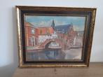 Olieverf schilderij trappetjesbrug Rijn in Woerden, Antiek en Kunst, Kunst | Schilderijen | Klassiek, Ophalen of Verzenden