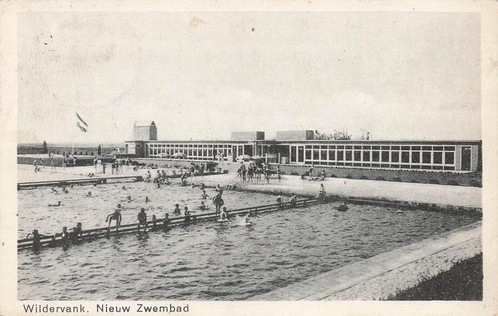 JL1105 Wildervank Nieuw Zwembad ca 1940, Verzamelen, Ansichtkaarten | Nederland, Gelopen, Groningen, 1920 tot 1940, Verzenden