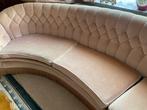 Mooie grote klassieke half ronde oude rose velours bank 6 pe, Huis en Inrichting, Ophalen, 250 tot 300 cm, Gebruikt, 75 tot 100 cm