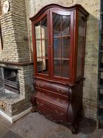 Mooie mahoniehouten vitrinekast met lades - nochris 2.0, Gebruikt, 100 tot 150 cm, Ophalen of Verzenden, Met lade(s)