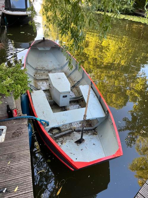 Friese schouw / stalen grachten bootje, Watersport en Boten, Platbodems, Gebruikt, Tot 6 meter, Staal, Elektrisch, Ophalen
