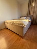 Gestoffeerd bed 2-persoons 140x200cm, Ophalen, Beige, Tweepersoons, 140 cm