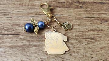 Tas/Sleutelhanger Engelse bulldog RVS gold beschermengeltje beschikbaar voor biedingen