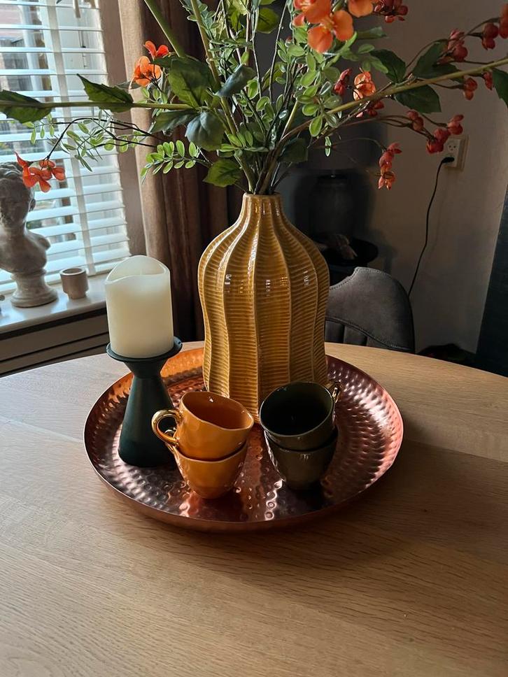 Koperkleurig Dienblad / Decoratieschaal - 41cm, Huis en Inrichting, Woonaccessoires | Schalen en Manden, Zo goed als nieuw, Schaal