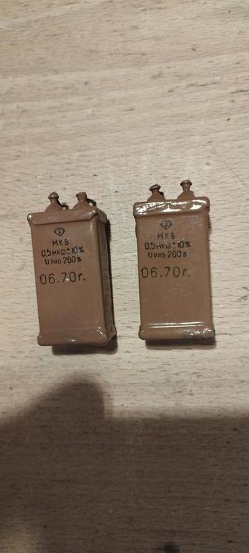 2 Russische MKV Tinfolie Caps 0,50uF-260V beschikbaar voor biedingen