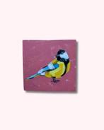 Koolmeesje handbeschilderd tegeltje - Origineel Kunstwerk, Ophalen of Verzenden