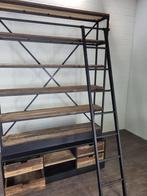 Boekenkast industrieel staal/teak 1,50 m breed 2,40 m hoog, Ophalen, Nieuw