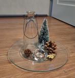 Vintage Kerstdecoratie Rustiek Glazen Schaal Waxinehouder, Ophalen of Verzenden, Gebruikt