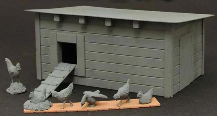 H-288,RESIN 1-35,GROOT KIPPENHOK MET KIPPEN, Hobby en Vrije tijd, Modelbouw | Figuren en Diorama's, Nieuw, Ophalen of Verzenden