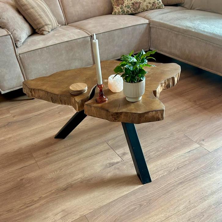Handgemaakte salontafel, Huis en Inrichting, Tafels | Salontafels, Zo goed als nieuw, Minder dan 50 cm, 50 tot 100 cm, 100 tot 150 cm