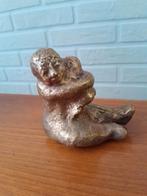 Brons messing? Beeldje . vrouw met kind, Verzamelen, Beelden en Beeldjes, Ophalen of Verzenden, Gebruikt, Mens