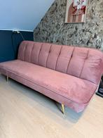 Verstelbare Slaapbank Velours Oud Roze, Gebruikt, 150 tot 200 cm, Tweepersoons, 75 tot 100 cm