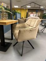 stoel draaibaar - draaibare stoelen - stoel champagne velvet, Huis en Inrichting, Stoelen, Ophalen, Gebruikt, Stof, Vier