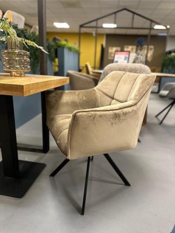 stoel draaibaar - draaibare stoelen - stoel champagne velvet beschikbaar voor biedingen