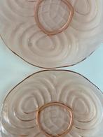 Roze persglas schaal en 2 borden Walther glas, Ophalen of Verzenden