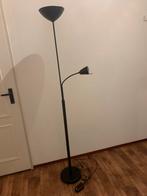 Stijlvolle zwarte vloerlamp met leeslamp, Ophalen of Verzenden, Gebruikt, Metaal, 150 tot 200 cm