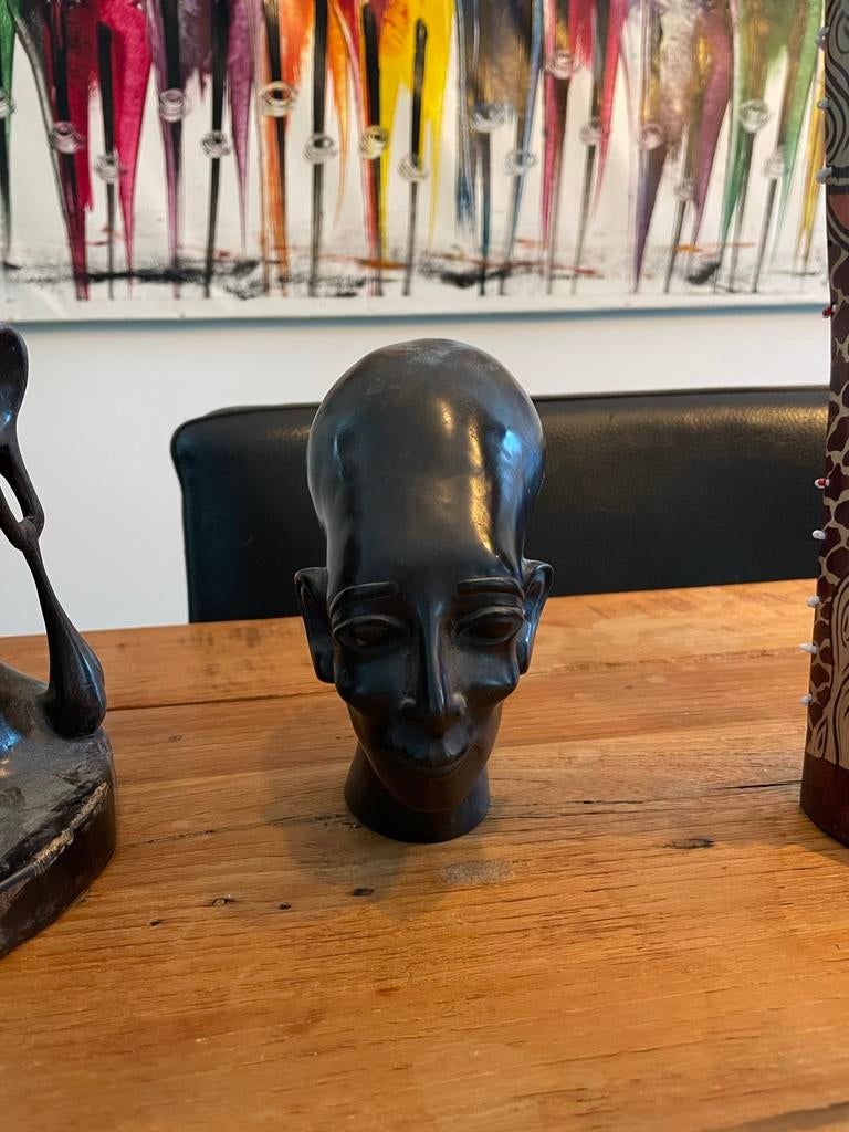 Afrikaans Houten Hoofd Sculptuur, Ophalen of Verzenden