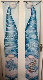 Twee banners raam deur 180x30cm kerst kerstkabouter blauw, Ophalen of Verzenden, Nieuw, Versiering, Kerst of Sinterklaas