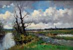 J.C.van der heijden (1911-1992) landschap in Lage Mierde., Antiek en Kunst, Kunst | Schilderijen | Klassiek, Ophalen of Verzenden