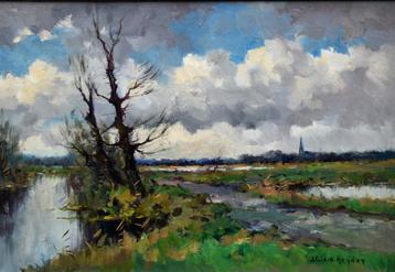 J.C.van der heijden (1911-1992) landschap in Lage Mierde.