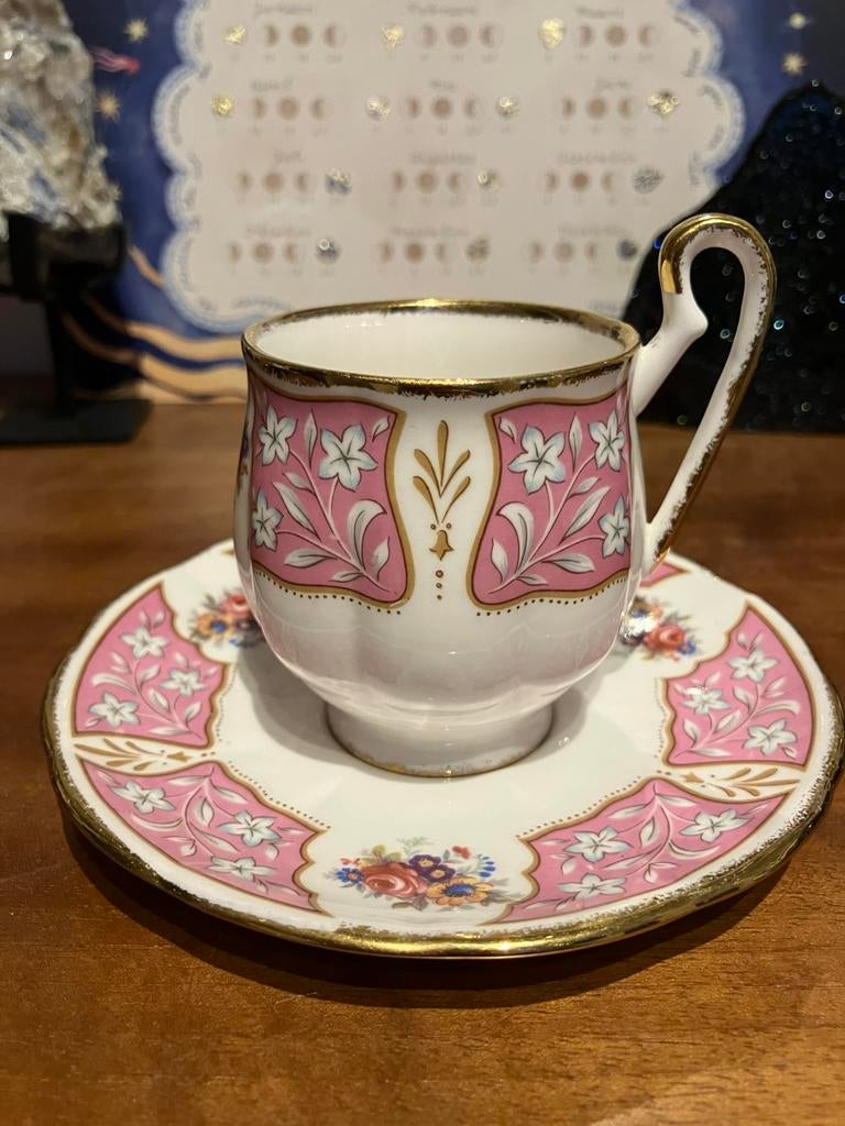 Vintage kop en schotel Royal Priory Dale, Ophalen of Verzenden, Gebruikt, Porselein, Kop en/of schotel