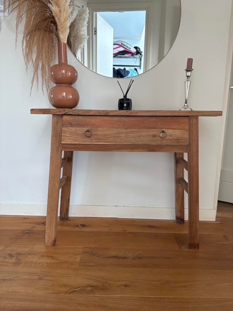 Eikenhouten Sidetable van Leen Bakker, Huis en Inrichting, Tafels | Sidetables, Ophalen, 50 tot 100 cm, Eikenhout, Zo goed als nieuw