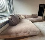 Luxe Taupe Velvet Hoekbank - gebruiksporen, Huis en Inrichting, Banken | Bankstellen, Ophalen, 250 tot 300 cm, Gebruikt, 100 tot 125 cm