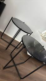 LIVARNO home Bijzettafels (2x zwart marmer), Minder dan 55 cm, Marmer, Rond, Zo goed als nieuw