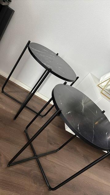 LIVARNO home Bijzettafels (2x zwart marmer) beschikbaar voor biedingen