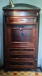 schitterende ladenkast / secretaire opgelegd mahonie/ noten, Ophalen, Gebruikt, Klassiek, 50 tot 100 cm