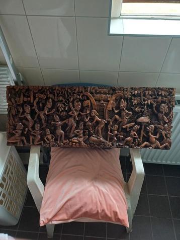 Oud grote Japanse/ Chinees  kunst houtsnijwerk  beschikbaar voor biedingen
