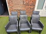 6 x eetkamer fauteuils grijs met wieltjes, Antiek en Kunst, Ophalen