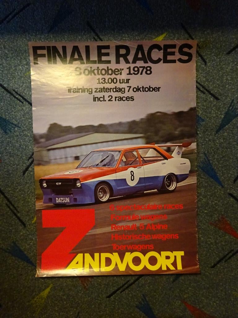 Poster Finale races Zandvoort 1978 autorace, Ophalen of Verzenden, Gebruikt, Auto's