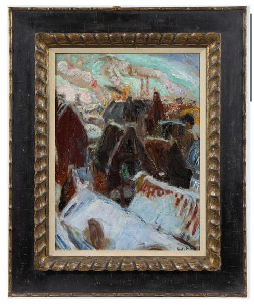 Gustave De Smet “ Uitzicht over de daken van Amsterdam", Antiek en Kunst, Kunst | Schilderijen | Klassiek, Ophalen