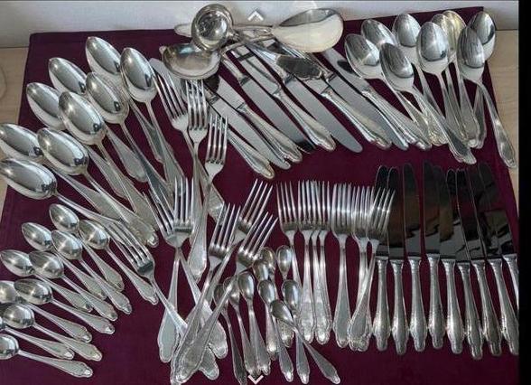 Zilveren / verzilverde Bestekset uit jaren 50, Antiek en Kunst, Antiek | Bestek, Ophalen of Verzenden