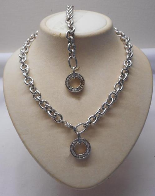 Zilveren massieve set collier + armband Esprit nr.184, Sieraden, Tassen en Uiterlijk, Kettingen, Zo goed als nieuw, Zilver, Zilver