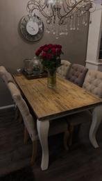 Landelijke eettafel + 6 stoelen (barok), Gebruikt, Landelijk/barok, Vijf personen of meer, 150 tot 200 cm