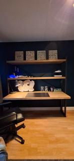 Stoer bureau - massief hout & ijzeren frame, Ophalen, Gebruikt, Bureau